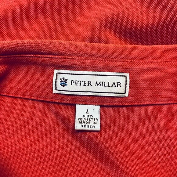 Peter Millar Men's Golf Polo Short Sleeve Collared Shirt Size Large Red CP Logo - Picture 3 of 7